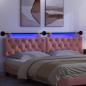 Preview: Hängendes Kopfteil Mit LED Licht Rosa Samt