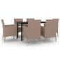 Preview: 7-tlg. Garten-Essgruppe mit Auflagen Poly Rattan und Glas