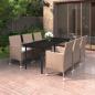 Preview: ARDEBO.de - 7-tlg. Garten-Essgruppe mit Auflagen Poly Rattan und Glas
