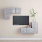 Preview: ARDEBO.de - 4-tlg. TV-Schrank-Set Betongrau Holzwerkstoff