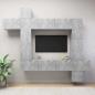Preview: ARDEBO.de - 9-tlg. TV-Schrank-Set Betongrau Holzwerkstoff