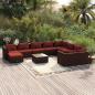 Preview: ARDEBO.de - 11-tlg. Garten-Lounge-Set mit Kissen Poly Rattan Braun