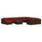 Preview: 11-tlg. Garten-Lounge-Set mit Kissen Poly Rattan Braun