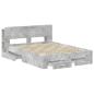 Preview: Bettgestell mit Stauraum Betongrau 160 x 200 cm Holzwerkstoff