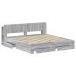Preview: Bettgestell mit Stauraum Grau Sonoma 200 x 200 cm Holzwerkstoff
