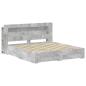 Preview: Bettgestell mit Stauraum Betongrau 200 x 200 cm Holzwerkstoff