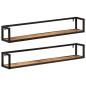 Preview: ARDEBO.de - Wandregale 2 Stk. 110x17x17 cm Massivholz Mango und Eisen