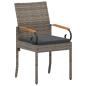 Preview: Gartenstühle 2 stk. Grau und Dunkelgrau Poly-Rattan und Akazie