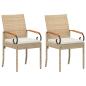 Preview: Gartenstühle 2 stk. Beige und Cremeweiß Poly-Rattan und Akazie