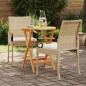 Preview: Gartenstühle 2 stk. Beige und Cremeweiß Poly-Rattan und Akazie