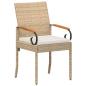 Preview: Gartenstühle 2 stk. Beige und Cremeweiß Poly-Rattan und Akazie