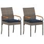 Preview: Gartenstühle 2 stk. Grau und Marineblau Poly-Rattan und Akazie