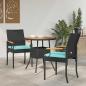 Preview: ARDEBO.de - Gartenstühle 2 stk. Schwarz und Türkis Poly-Rattan und Akazie