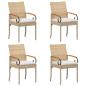 Preview: Gartenstühle 4 stk. Beige und Cremeweiß Poly-Rattan und Akazie