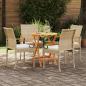 Preview: Gartenstühle 4 stk. Beige und Cremeweiß Poly-Rattan und Akazie