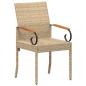 Preview: Gartenstühle 4 stk. Beige und Cremeweiß Poly-Rattan und Akazie