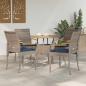 Preview: ARDEBO.de - Gartenstühle 4 stk. Grau und Marineblau Poly-Rattan und Akazie