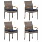 Preview: Gartenstühle 4 stk. Grau und Marineblau Poly-Rattan und Akazie