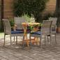Preview: Gartenstühle 4 stk. Grau und Marineblau Poly-Rattan und Akazie