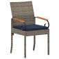 Preview: Gartenstühle 4 stk. Grau und Marineblau Poly-Rattan und Akazie
