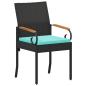 Preview: Gartenstühle 4 stk. Schwarz und Türkis Poly-Rattan und Akazie