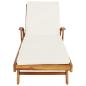 Preview: Sonnenliege mit Kissen Massivholz Teak Braun und Creme