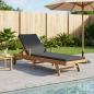 Preview: ARDEBO.de - Sonnenliege mit Kissen Massivholz Teak Braun und Dunkelgrau