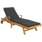Preview: Sonnenliege mit Kissen Massivholz Teak Braun und Dunkelgrau