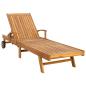 Preview: Sonnenliege mit Kissen Massivholz Teak Braun und Dunkelgrau