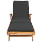 Preview: Sonnenliege mit Kissen Massivholz Teak Braun und Dunkelgrau