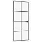 Preview: Innentür Schwarz 83x201,5 cm Hartglas & Aluminium Schlank