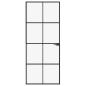 Preview: Innentür Schwarz 83x201,5 cm Hartglas & Aluminium Schlank