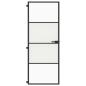 Preview: Innentür Schlank Schwarz 76x201,5 cm Hartglas und Aluminium