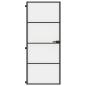 Preview: Innentür Schlank Schwarz 83x201,5 cm Hartglas & Aluminium