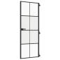 Preview: Innentür Schlank Schwarz 76x201,5 cm Hartglas und Aluminium