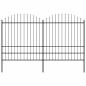 Preview: ARDEBO.de - Gartenzaun mit Speerspitze Stahl 359 x 200 cm Schwarz