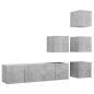 Preview: 6-tlg. TV-Schrank-Set Betongrau Holzwerkstoff