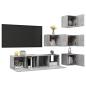 Preview: 6-tlg. TV-Schrank-Set Betongrau Holzwerkstoff