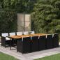 Preview: ARDEBO.de - 11-tlg. Garten-Essgruppe mit Kissen Poly Rattan Schwarz