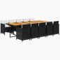 Preview: 11-tlg. Garten-Essgruppe mit Kissen Poly Rattan Schwarz