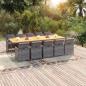 Preview: ARDEBO.de - 11-tlg. Garten-Essgruppe mit Auflagen Poly Rattan Grau