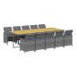 Preview: 11-tlg. Garten-Essgruppe mit Auflagen Poly Rattan Grau