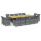Preview: 15-tlg. Garten-Essgruppe mit Auflagen Poly Rattan Grau