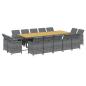 Preview: 15-tlg. Garten-Essgruppe mit Auflagen Poly Rattan Grau