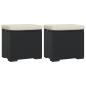 Preview: Hocker mit Kissen 2 Stk. Schwarz 40x30x40 cm Poly Rattan