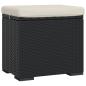 Preview: Hocker mit Kissen 2 Stk. Schwarz 40x30x40 cm Poly Rattan