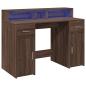 Preview: LED-Schreibtisch Braun Eichen-Optik 120x55x91 Holzwerkstoff
