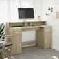 Preview: LED-Schreibtisch Sonoma-Eiche 140x55x91 cm Holzwerkstoff