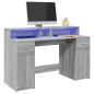 Preview: ARDEBO.de - LED-Schreibtisch Grau Sonoma 140x55x91 cm Holzwerkstoff