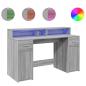 Preview: LED-Schreibtisch Grau Sonoma 140x55x91 cm Holzwerkstoff